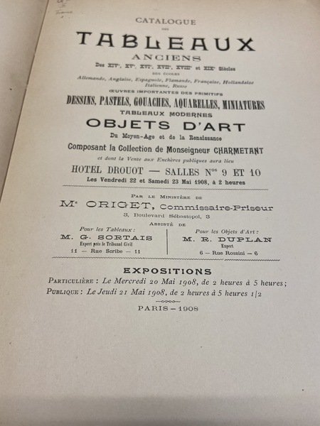 Catalogue des tableaux anciens des XIV, XV, XVI, XVII, XVIII …