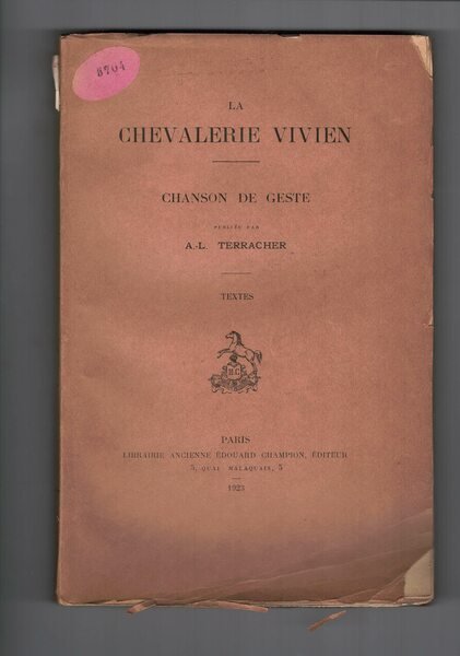 La Chevalerie Vivien. Chanson de geste.