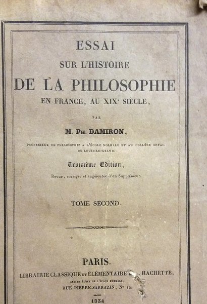 Essai sur l'histoire de la philosophie en France au XIX …