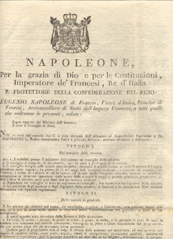 Editto napoleonico per il rapporto del Ministro dell'Interno circa l'elezione …