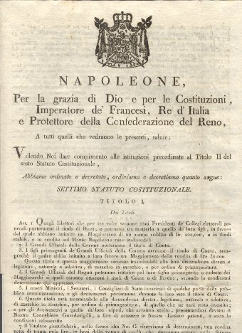 Editto napoleonico per il Settimo Statuto Costituzionale.