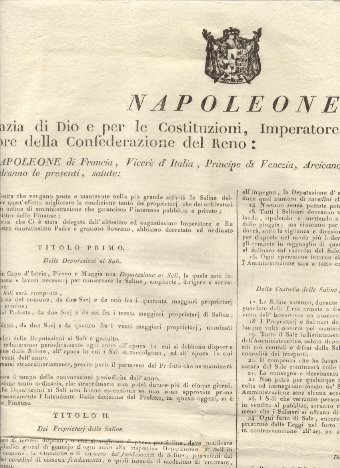 Editto napoleonico che regola l'amministrazione delle Saline dell'Istria.