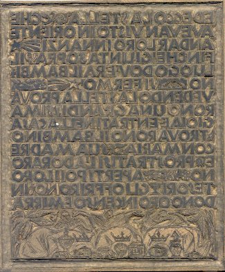 Pagina incisa del Vangelo secondo S. Matteo 2/9,10,11.