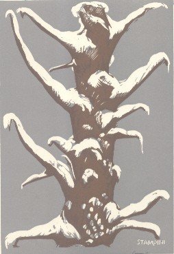 L'albero innevato (a due colori). Xilografia. | Immagine principale