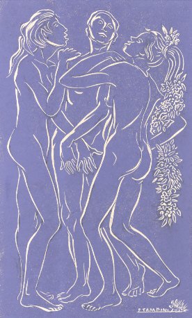 Senso. Xilografia in viola.