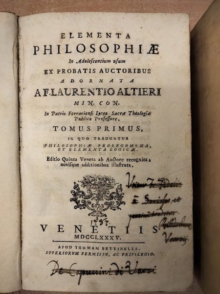 Elementa philosophiae in adolentium usum probatis auctoribus. In quo traduntur …