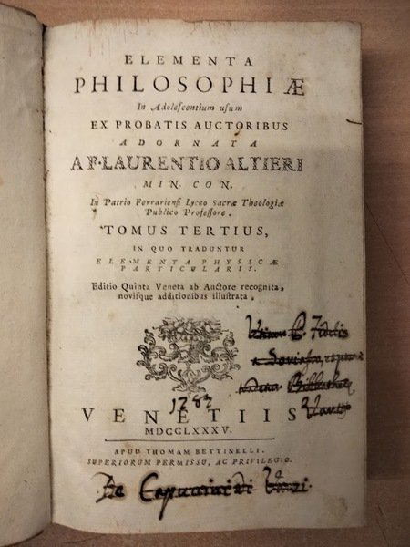Elementa philosophiae in adolentium usum probatis auctoribus. In quo traduntur …
