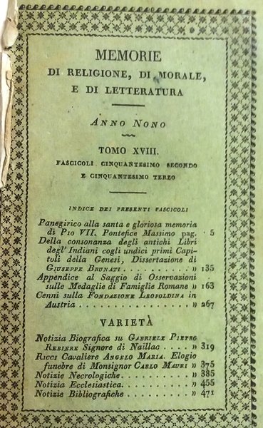 Memorie di Religione, di Morale e di Letteratura.