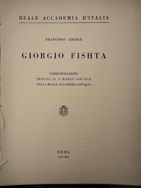 Giorgio Fishta. Commemorazione tenuta il 9 marzo 1941 nella Reale … | Immagine Gallery 3