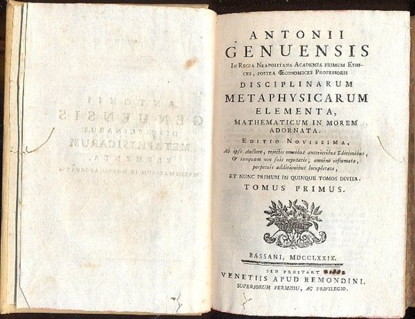 Disciplinarum metaphysicarum elementa, mathematicum in morem adornata. Ab ipso auctore, …