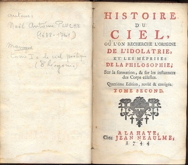 Histoire du ciel, ou l'on recherche l'origine de l'idolatrie, et …