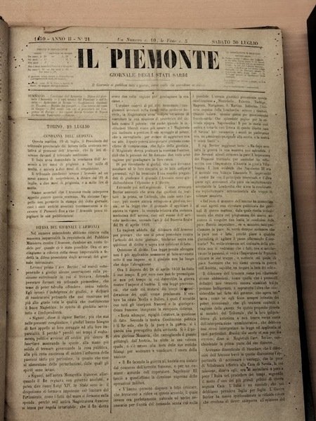 Il Piemonte. Giornale degli Stati Sardi. Il giornale si pubblica …