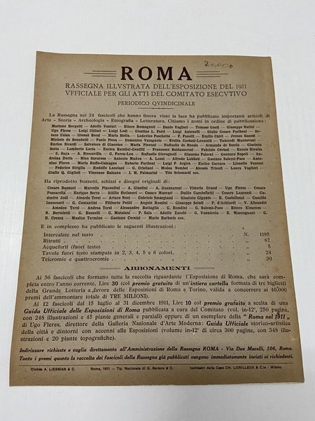 Roma Rassegna Illustrata dell'Esposizione del 1911 Ufficiale per gli Atti …