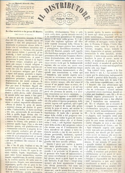 Il Distributore. Cuique suum. Giornale modenese che usciva ogni martedi, …