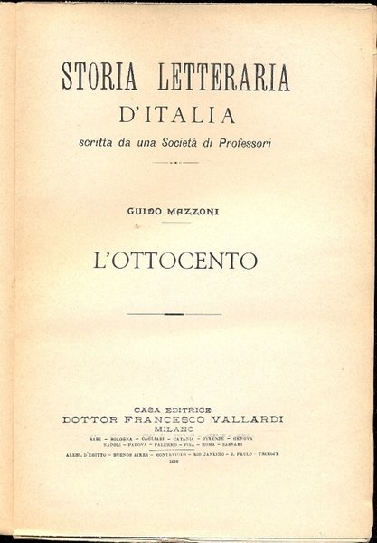 L'ottocento. Parte seconda.