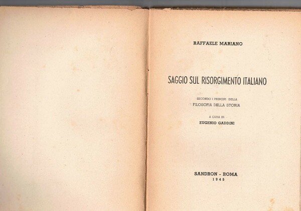 Saggio sul risorgimento italiano. Secondo i principi della filosofia della …