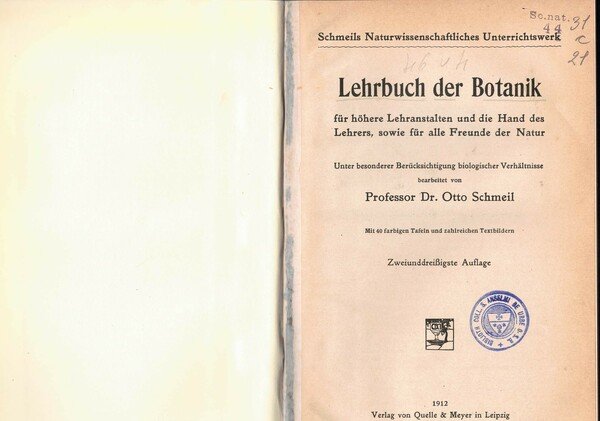 Lehrbuch der Botanik für höhere Lehranstalten und die Hand des …