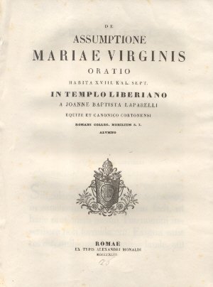 De Assumptione Mariae Virginis. Oratio in Templo Liberiano a Joanne …