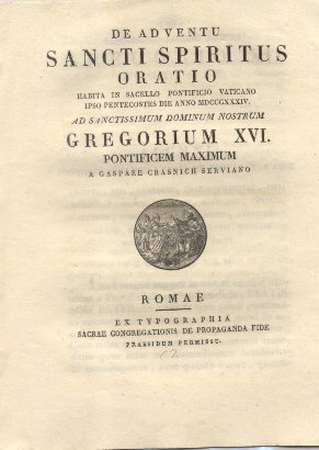 De Adventu Sancti Spiritus. Oratio habita in Sacello Pontificio Vaticano …