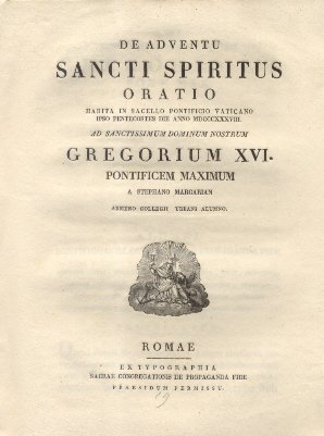 De Adventu Sancti Spiritus. Oratio habita in Sacello Pontificio Vaticano …
