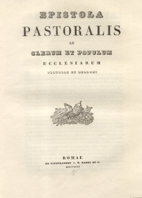 Epistola Pastoralis ad Clerum, et Populum Feltriae et Belluni.