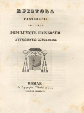 Epistola Pastoralis ad Clerum, et Populum Aletrinatis.