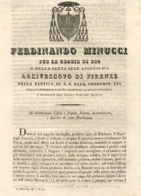 Ferdinando Minucci per la grazia di Dio e della Santa …