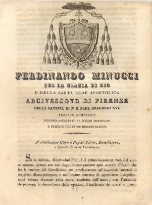 Ferdinando Minucci per la Grazia di Dio e della Santa …