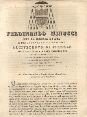 Ferdinando Minucci per la Grazia di Dio e della Santa …