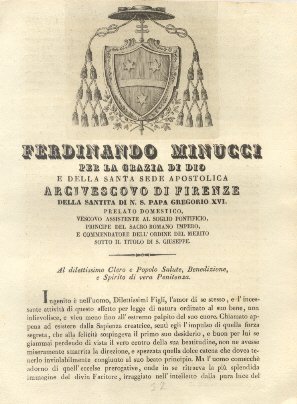 Ferdinando Minucci per la Grazia di Dio e della Santa …