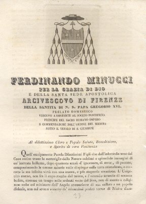 Ferdinando Minucci per la Grazia di Dio e della Santa …
