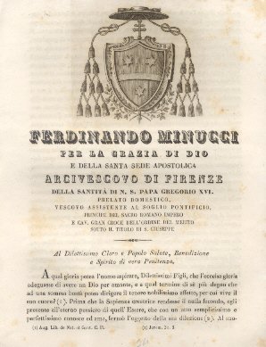 Ferdinando Minucci per la Grazia di Dio e della Santa …