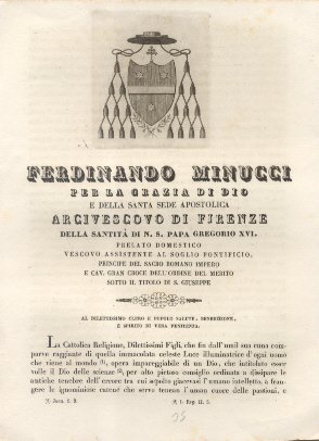 Ferdinando Minucci per la Grazia di Dio e della Santa …