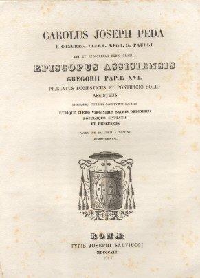 Carolus Joseph Peda, Episcopus Assisiensis Gregorii Papae XVI.