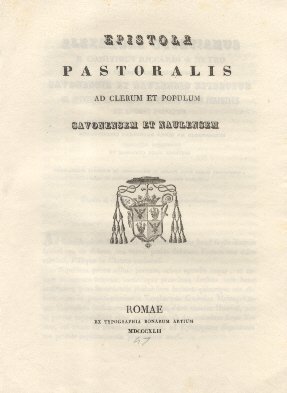Epistola Pastoralis ad Clerum et Populum Savonensem et Naulensem. | Immagine principale