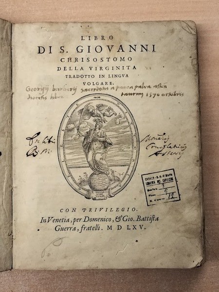 Libro di S. Giovanni Chrisostomo della Verginità tradotto in lingua …