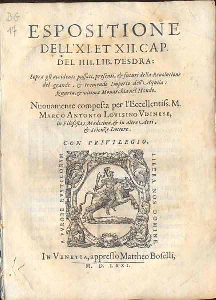 Espositione dell' XI et XII Cap. del IIII Lib. d'Esdra: …