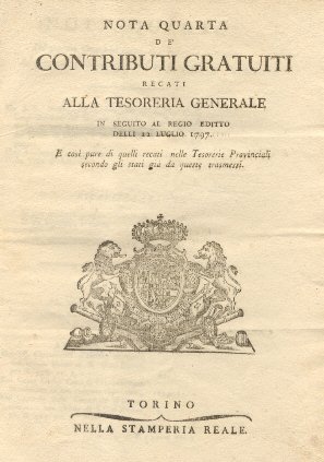 Nota Quarta de' contributi gratuiti recati alla Tesoreria Generale e …