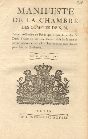 Manifeste de la Chambre des Comptes de S. M. circa …