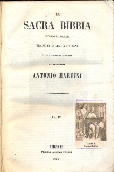 La Sacra Bibbia secondo la volgata. Tradotta in lingua italiana.