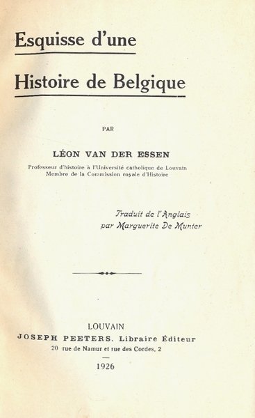 Esquisse d'une Histoire de Belgique.
