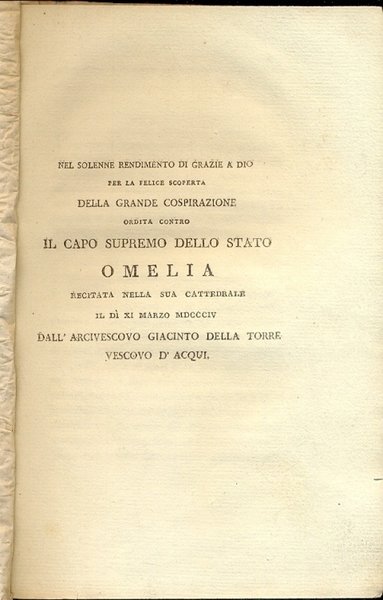 Nel solenne rendimento di Grazie a Dio per la felice …