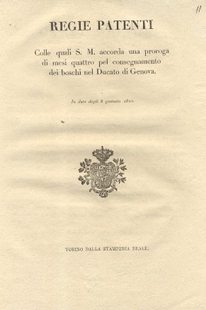 Regie patenti colle quali S. M. accorda una proroga di …