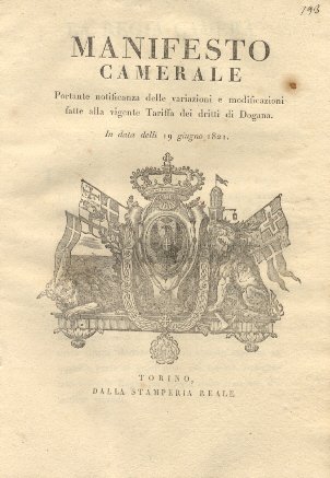 Manifesto camerale portante notificanza delle variazioni e modificazioni fatte alla …