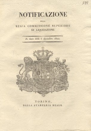 Notificazione della regia commissione superiore di liquidazione con la quale …