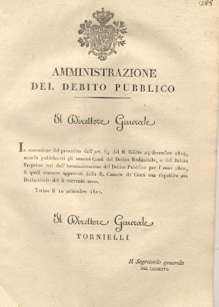Circolare con la quale il Direttore Generale dell'Amministrazione del Debito …