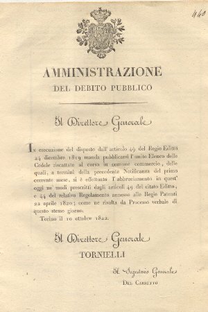Il Direttore Generale dell'amministrazione del debito pubblico manda pubblicarsi l'unito …