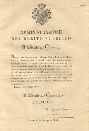 Il Direttore Generale dell'amministrazione del debito pubblico notifica il giorno, …
