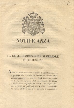 La Regia Commissione Superiore di Liquidazione affine di poter conoscere …
