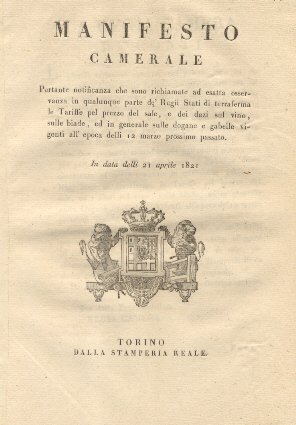 Manifesto Camerale portante notificanza che sono richiamate ad esatta osservanza …